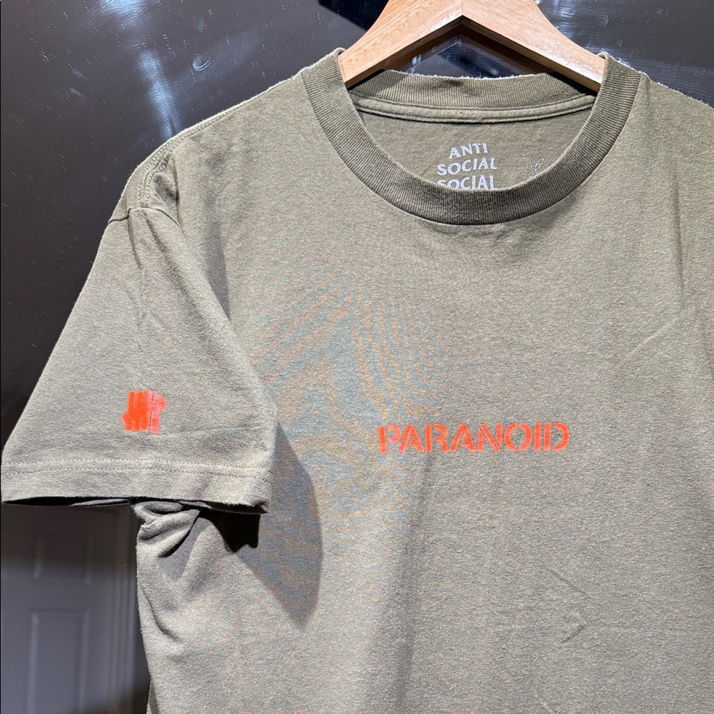 Anti Social Social Club X Undefeated paranoid T-Shirt w/ Red tried on
